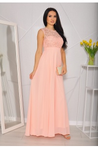 Długa sukienka w kolorze brzoskwiniowym. Model:IP-2505