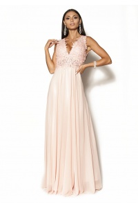 Długa elegancka sukienka maxi w kolorze pudrowego różu Model: IP-3363