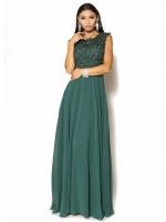 Elegancka sukienka z perełkami w kolorze butelkowej zieleni Model:IP-3377