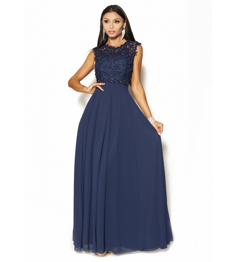 Elegancka sukienka z perełkami w kolorze granatowym Model:IP-3378