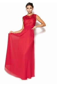 Gipiurowa zwiewna sukienka w kolorze czerwieni Model:IP-3718