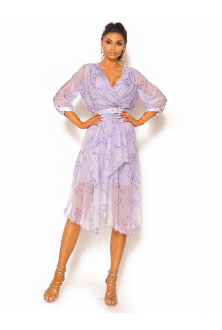 Zwiewna sukienka midi z asymetrycznym dołem Model: IP-4551