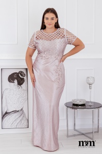 Elegancka maxi sukienka z krótkim rękawkiem w kolorze różu. Model: CU-4732