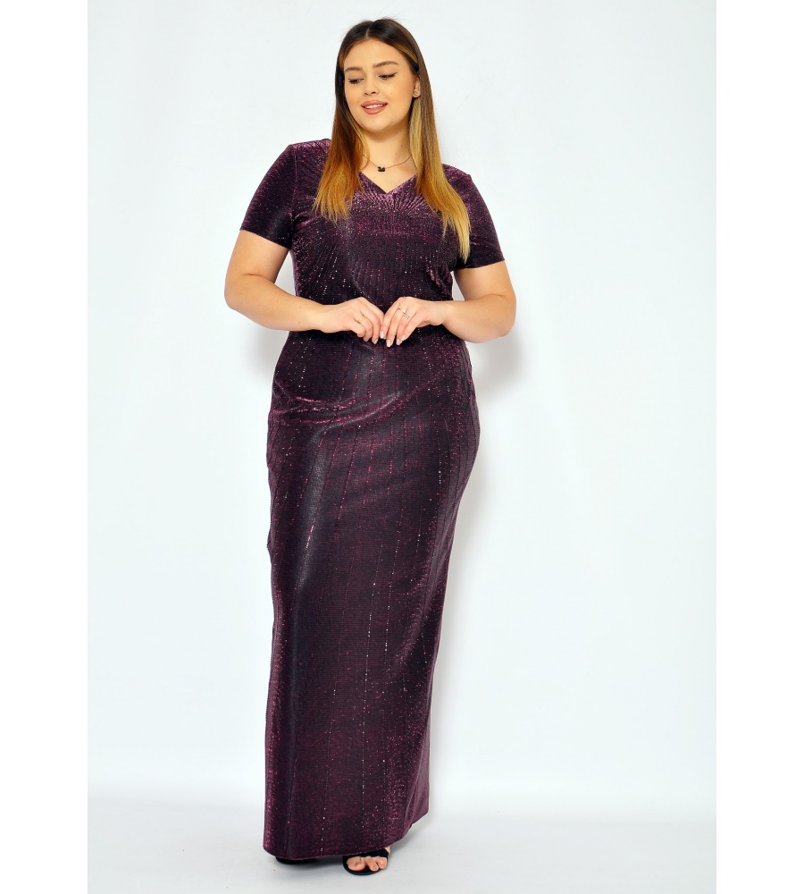 Elegancka prosta sukienka w kolorze bordowym. Model: CU-5011