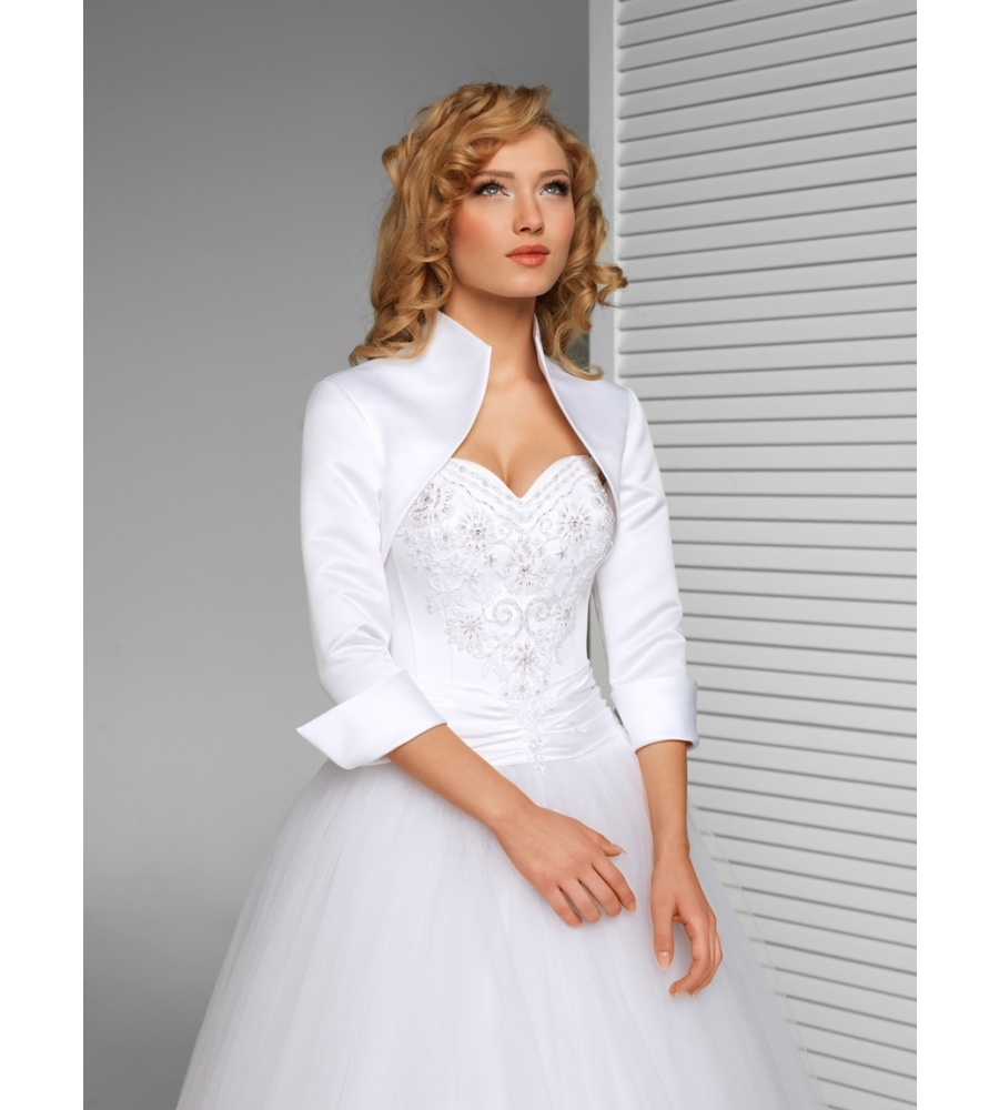 Bolerko ślubne ze stójką w kolorze białym KOLOR BIAŁY Model: B13 WHITE