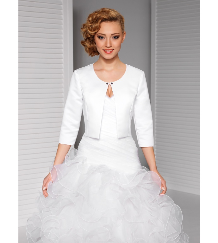 Białe taliowane bolerko ślubne KOLOR BIAŁY Model:B89 White