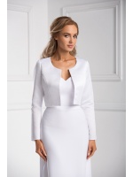 Taliowane bolerko ślubne z długim rękawem KOLOR BIAŁY Model: B198 White