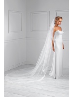 Długi biały welon zakończony koronką KOLOR BIAŁY Model: W157