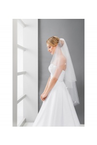 Welon ślubny z kryształkami KOLOR ECRU/ŚMIETANKA Model: W125 Ivory