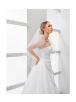 Welon ślubny z wyszywanymi koralikami KOLOR ECRU/ŚMIETANKA Model: W117 Ivory