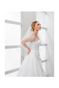 Welon ślubny z wyszywanymi koralikami KOLOR ECRU/ŚMIETANKA Model: W117 Ivory