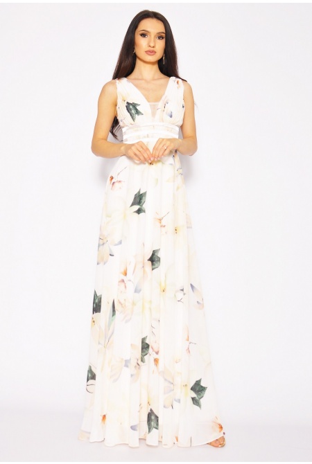 Sukienka maxi zdobiona w kwiaty. Model: IP-6472