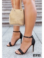 Brokatowe sandałki w kolorze czarnym. Model: SEAS-GG-85P Black