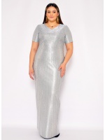 Elegancka prosta sukienka w kolorze srebrnym. MODEL: CU-6968