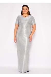 Elegancka prosta sukienka w kolorze srebrnym. MODEL: CU-6968