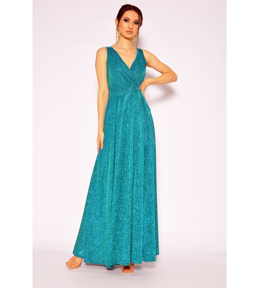 Połyskująca sukienka maxi w kolorze cameleon. Model: KM-6994
