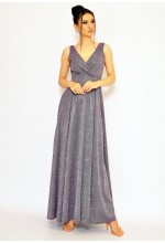 Połyskująca sukienka maxi w kolorze srebrno-fioletowym. Model: KM-7235
