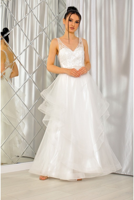 Sukienka maxi biała na ramiączkach. MODEL:PW-7268