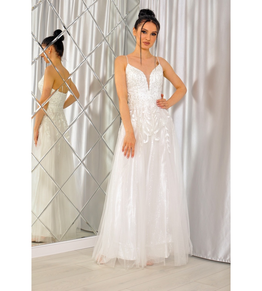 Sukienka ślubna maxi lekko brokatowa. MODEL:PW-7269