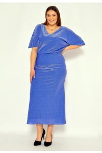 Efektowna sukienka z kopertowym dekoltem w kolorze szafirowym. MODEL: GV-7340