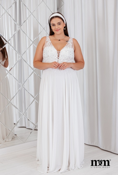 SUKIENKA maxi NA GRUBSZYCH RAMIĄCZKACH Z PEREŁKAMI I KORONKĄ NA BIUŚCIE. PW-7484