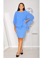 Sukienka midi w kolorze niebieskim z falbankami szeroka.MODEL:BM-8111