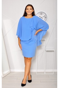Sukienka midi w kolorze niebieskim z falbankami szeroka.MODEL:BM-8111