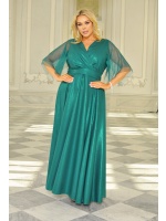 SUKIENKA POLYSUJACA Z PASKIEM W TALI I REKAWEM TIULOWYM 3/4 ZIELONA BS-8512