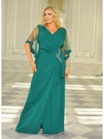 Efektowna MAXI z marszczeniem w talii oraz szerokimi rękawkami w kolorze ZIELONYM. Model: CU-8518