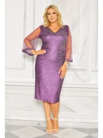 SUKIENKA MIDI PROMIENIE W KOLORZE FIOLETOWYM POŁYSKUJĄCA.MODEL: CU-8566
