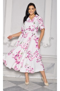 Elegancka sukienka midi z motywem kwiatowym.MODEL:KB-8651