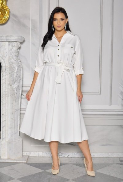 Elegancka sukienka midi w kolorze białym. Model: KB-8725