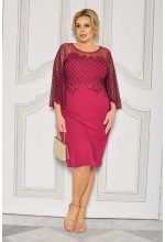 Elegancka sukienka midi w kolorze FUKSJIz nietuzinkowymi rękawami. CU-8728