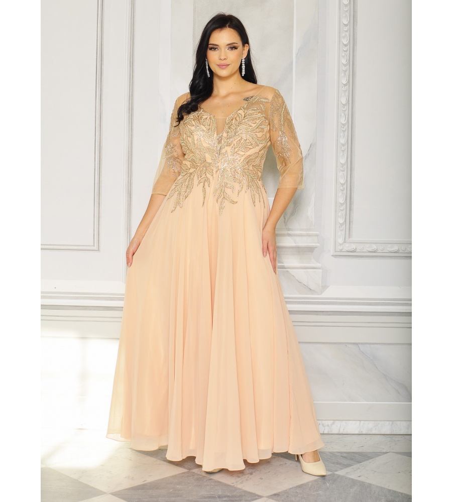 Elegancka sukienka maxi w kolorze złotym. Model: PW-9746