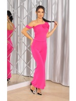 Letni komplet z krótką bluzką oraz spodniami a'la dzwony w kolorze fuksji. Model: MT-8753