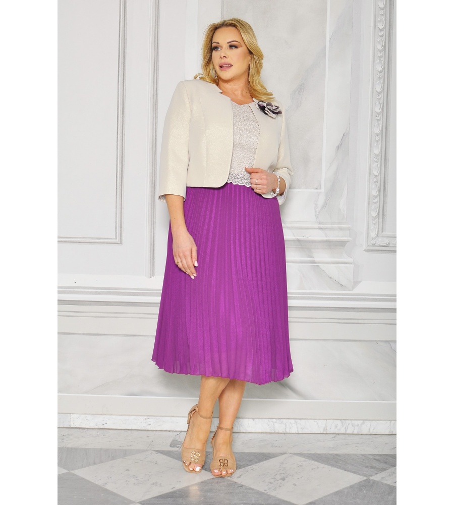 Komplet damski z plisowa spódnicą w kolorze fioletowym.MODEL: EL-8782