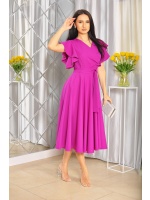Sukienka midi motylek w kolorze BISKUPIM z delikatnymi falbankami przy rękawach. MODEL: KM-8793