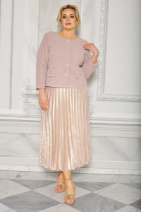 Szykowny komplet ze spódnicą i żakietem w kolorze różowo-beżowym. Model: IP-8801