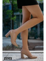 ELEGANCKIE CZÓŁENKA MATOWE W KOLORZE BEŻOWYM ZE ZŁOTĄ OZDOBA NA SŁUPKU. MODEL: 128 BEŻ MAT