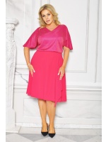 SUKIENKA Z BROKATOWĄ GÓRĄ I GŁADKIM DOŁEM W KOLORZE MALINOWYM. Model: GV-8892