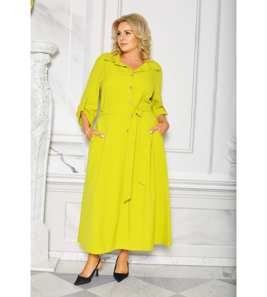 SUKIENKA MIDI W KOLORZE LIMONKOWYM. Model KB-8895