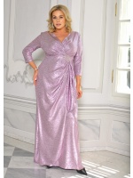 SUKIENKA MAXI Z MARSZCZENIEM I APLIKACJĄ PO BOKU W KOLORZE FIOLOETOWO-RÓŻOWYM. MODEL:CU-8901