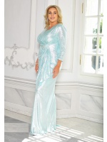 SUKIENKA MAXI Z MARSZCZENIEM I APLIKACJĄ PO BOKU W KOLORZE MIĘTOWYM.MODEL: CU-8902