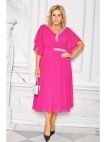 SUKIENKA MIDI W KOLORZE MALINOWYM Z OZDOBNYMI SREBRNYMI CYRKONIAMI. CU-8912