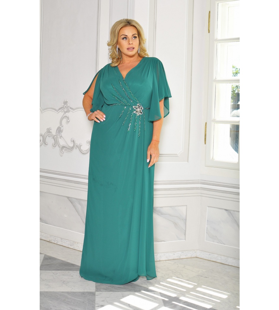 SUKIENKA W KOLORZE ZIELONYM ZDOBIONA W TALI. CU-8915