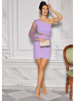 SUKIENKA CEKINOWA NA JEDNO RAMIĘ MINI W KOLORZE FIOLETOWYM. MODEL: BC-8918