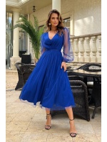 Sukienka midi w kolorze szafirowym tiulowa. Model: BC-8919