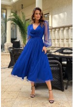 Sukienka midi w kolorze szafirowym tiulowa. Model: BC-8919