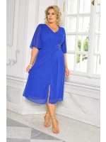 SUKIENKA MIDI ZWIEWNA Z OZDOBĄ PO BOKU W KOLORZE SZAFIROWYM. MODEL: CU-8926
