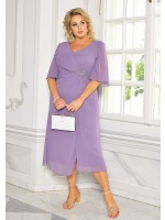 SUKIENKA MIDI ZWIEWNA Z OZDOBĄ PO BOKU W KOLORZE FIOLETOWYM. MODEL: CU-8927